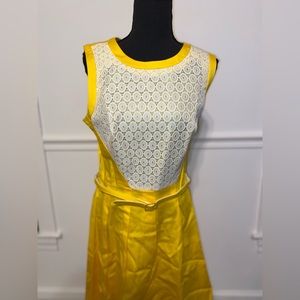 London Style Collection Yellow White Dress Size 10